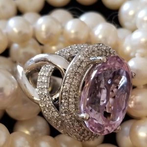 Platinum Diamond and 11.95 Ct Kunzite ring